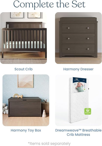 Child Craft Scout 4-in-1 Convertible Crib, Baby Crib Converts to Day Bed, Toddler Bed and Full Size Bed, 3 Adjustable Mattress Positions, Non-Toxic, Baby Safe Finish (Dapper Gray)