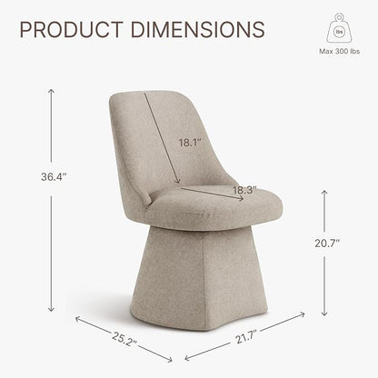 KISLOT Swivel Dining Chairs Set of 1, Upholstered Mid Century Modern Deskchair with High Back, Linen Fabric Kitchen Chairs for Dining Room, Bedroom, Dressing Room, Khaki