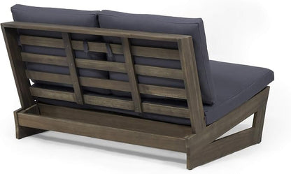 GDFStudio Noble House Sherwood Outdoor Acacia Wood Loveseat in Gray and Dark Gray