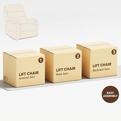 JIKFRIMA Power Lift Recliners Chairs for Elderly Adults Lay Flat Recliner with Heat & Massage, Wireless Charging Device, USB Ports, Cup Holder, Lumbar Pillow, 400Lbs (Velvet Fibric,Beige)