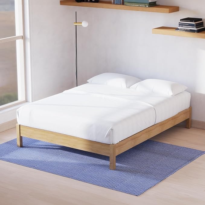 LIFEMENT Twin Bed Frame Signature Wood Platform, Noise Free, Under Bed Storage, No Box Spring Needed, Easy Assembly, Natural