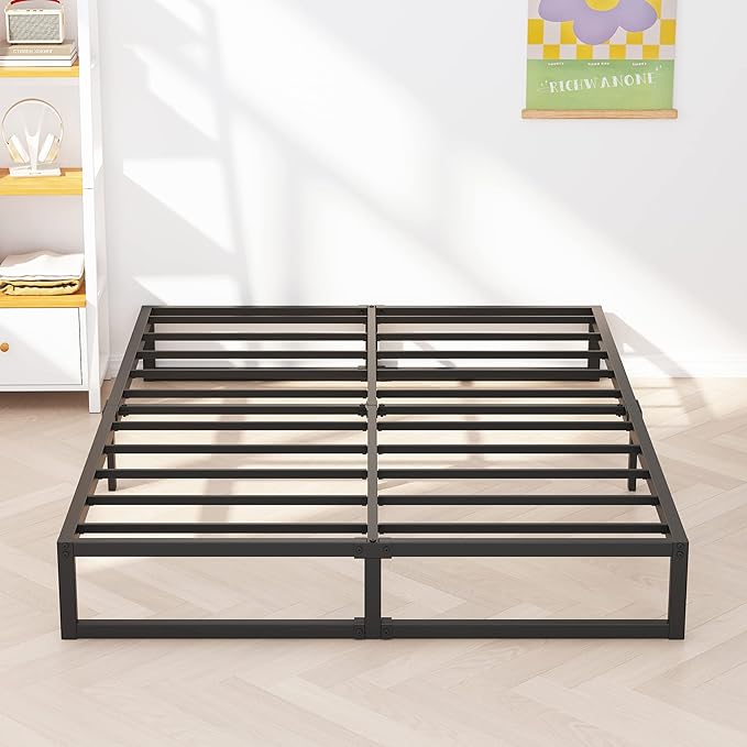 Richwanone 10 Inch King Size Bed Frame Metal Platform Bed, Black | King Size Bed Frame Mattress Foundation with Steel Slat Support, No Box Spring Needed, Easy Assembly