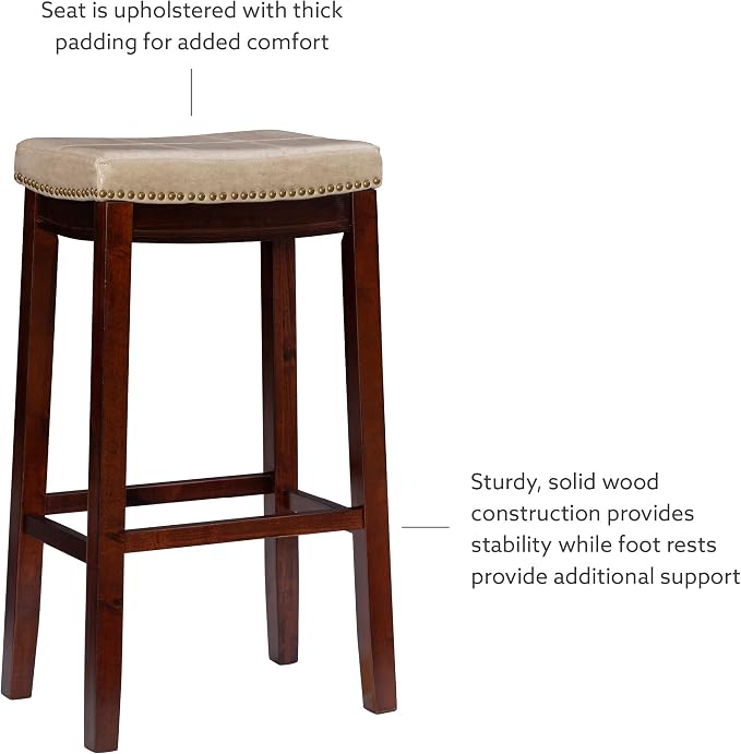 Linon Carson Cream Backless Bar Stool, Off-White