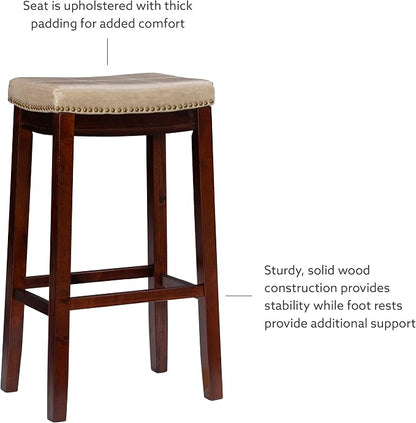 Linon Carson Cream Backless Bar Stool, Off-White