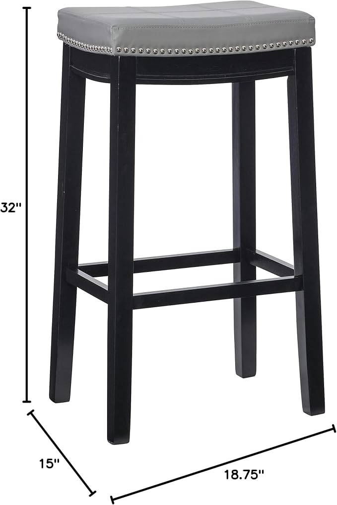 Linon Home Décor Kingston Gray Bar Stool, Black