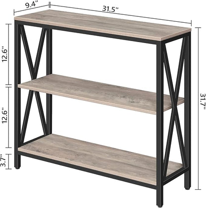 MAHANCRIS 31.5" Sofa Table, Industrial Console Table, 3-Tier Narrow Sofa Table with Storage Shelves, Foyer Table for Entryway, Hallway, Living Room and Bedroom, Easy Assembly, Greige CTHG8001Z1