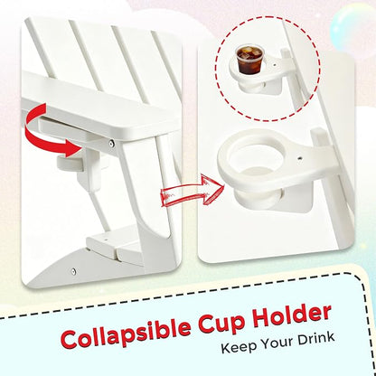 Costaelm Palms 3-Piece Kids Table and Chairs Set with Modern Toddler Rocking Chairs and Cup Holders, White