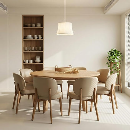 YOUNIKE Dining Chairs Set of 4 Modern Kitchen Dining Room Chairs Khaki | Faux Leather Upholstered Armless Side Accent Chair with Back Wide Padded Seat Wooden Leg, Soft, Waterproof, Comfortable