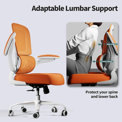 TRALT Office Chair - Ergonomic Desk Chair with Adjustable Lumbar Support, Mesh Computer Chair, Executive Chairs for Home Office Comfortable Lumbar Support (Orange)