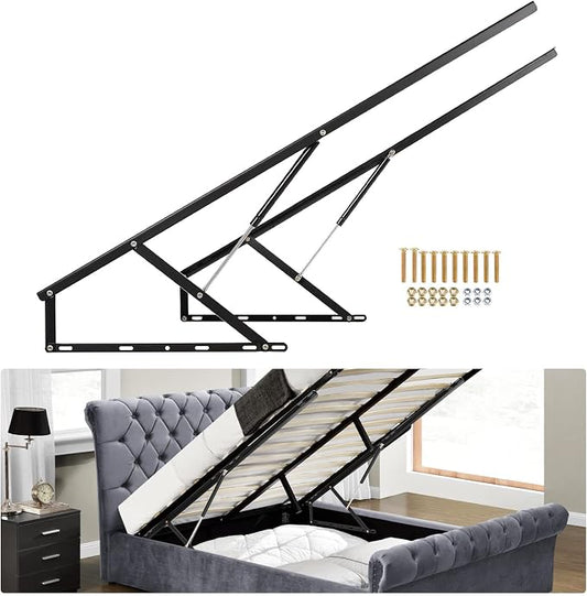 BEAMNOVA 4.6 FT Bed Lift Mechanism, 176-264 lbs Load Capacity, Lifting Gas Spring Set, Heavy Duty, for Storage Box Bed Sofa, Space Saving DIY Project