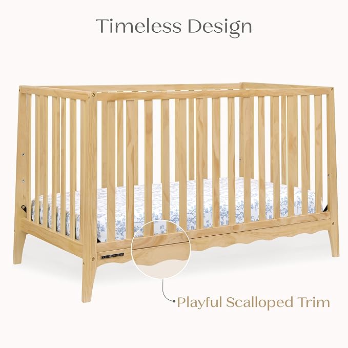 Delta Children Lulu 5-in-1 Convertible Crib, Converts to Toddler Bed, Daybed, Sofa & Full-Size Bed, Greenguard Gold Certified, Fits Standard Crib Mattress, 3 Mattress Heights for Baby, Natural