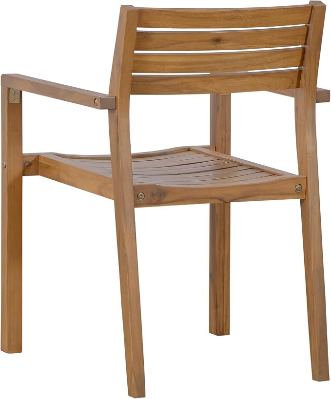 VilroCaz 5-Piece Acacia Wood Outdoor Dining Set for 4, All-Weather 47.2" Round Dining Table with 4 Armchairs and Slatted Design for Patios, Gardens, Pool Sides, and Lawn Areas (Natural-4.11)