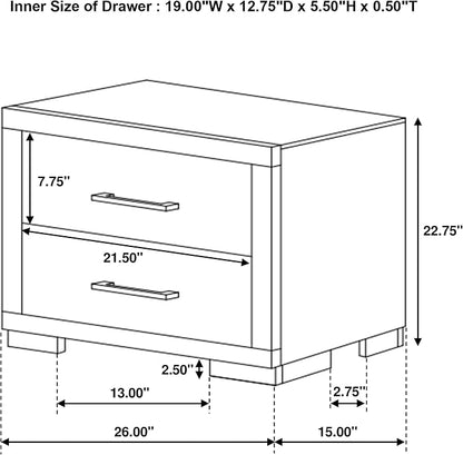 Coaster Home Furnishings Jessica Contemporary 4-Piece Bedroom Set Eastern King Size LED Panel Bed Frame 43-inch Headboard Cappuccino 200711KE-S4