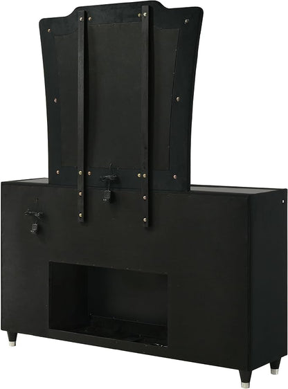 Coaster Home Furnishings Lorient 8-Drawer LED Flame Box Dresser and Mirror Black 223163FBM