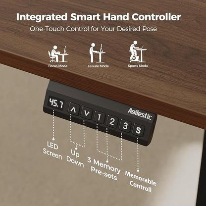 Agilestic 75 Inch L Shaped Standing Desk Adjustable Height, Corner Standing Desk, Sit Stand Up Computer Table, Splice Board, Dark Walnut