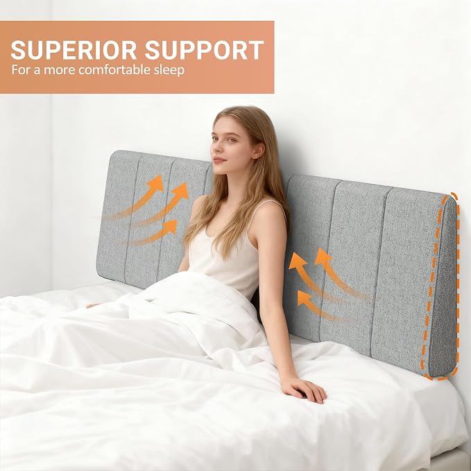 King Size Headboard Only-No Assembly, Upholstered Headboard King Size Linen Fabric Modern Style Headboards Extra-Thick, Light Gray