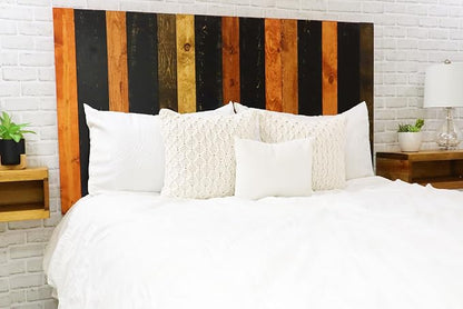 Barn Walls Cabin Mix Signature Design, Multicolored Solid Wood Headboard, Floating Panels, Wall Mount, Adjustable Height, California King Size