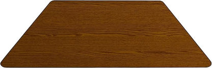 Flash Furniture Wren 29''W x 57''L Trapezoid Oak HP Laminate Activity Table - Standard Height Adjustable Legs