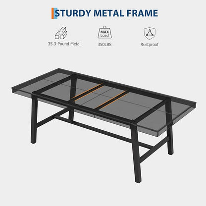 GarveeHome Industrial Dining Table for 6-8 People, 78.7" Long Large Kitchen Table with Sturdy Metal Frame, Rectangular Counter for Dinner, Kitchen, Dining Room (Black, 79" Non-extendable)
