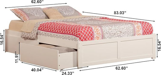 AFI, Concord Queen Platform Bed with Footboard & Storage Drawers, White