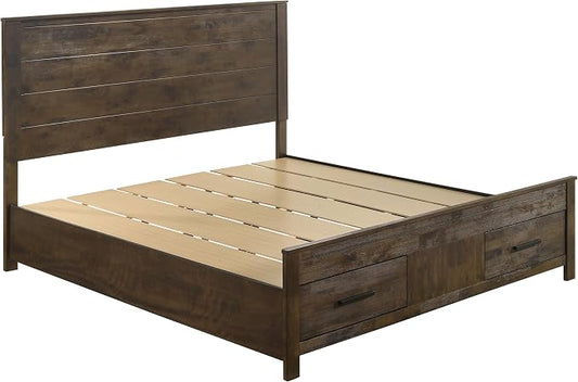 Coaster Home Furnishings Woodmont Farmhouse 5-Piece Bedroom Set Eastern King Size Storage Panel Bed Frame 54-inch Headboard Rustic Golden Brown 222631KE-S5