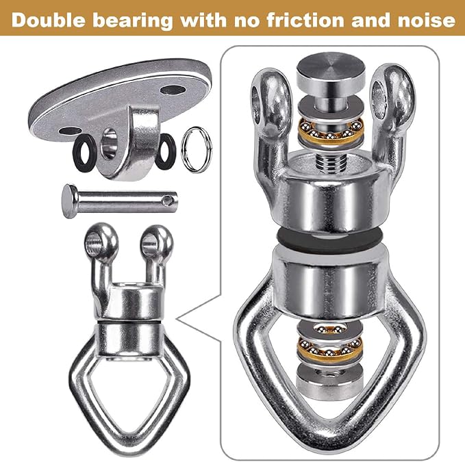 BeneLabel Swing Hanger with Bearing Swivel 800LB Capacity Stainless Steel Ceiling Mount Bracket Hanging Kit for Aerial Silks, Swings, Hammocks, Hanging Chair, Aerial Hoop, Heavy Bag, Yoga Swing