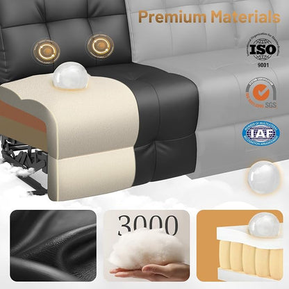 Loveseat Recliner Sofa, Home Theater Seating with Massage, 3 Seat Reclining Loveseats with Flip Backrest, Wall Hugger RV Couch Theater Chairs, RV Furniture Sofas with USB, Cup Holders for Gaming Room