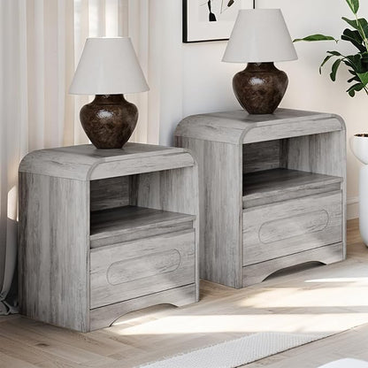 3 Piece Bedroom Set, Dresser and Nightstand Sets for Bedroom | Wood 6 Drawer Dresser & Night Stand Set of 2, Tall Chest of Drawers Modern Storage Cabinet Bedroom Furniture Set, Grey