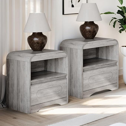 3 Piece Bedroom Set, Dresser and Nightstand Sets for Bedroom | Wood 6 Drawer Dresser & Night Stand Set of 2, Wide Chest of Drawers Modern Storage Cabinet Bedroom Furniture Set, Grey