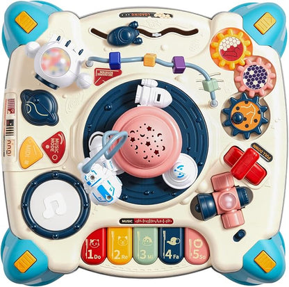VEVOR Baby Spacecraft Musical Table Toys for Toddlers 6–18 Months, Learning Activity Desk with Space Theme & Soft-Glow Star Projector & 60+ Sound Sources, Toddler Learning Table, for Kids 6-18 Months