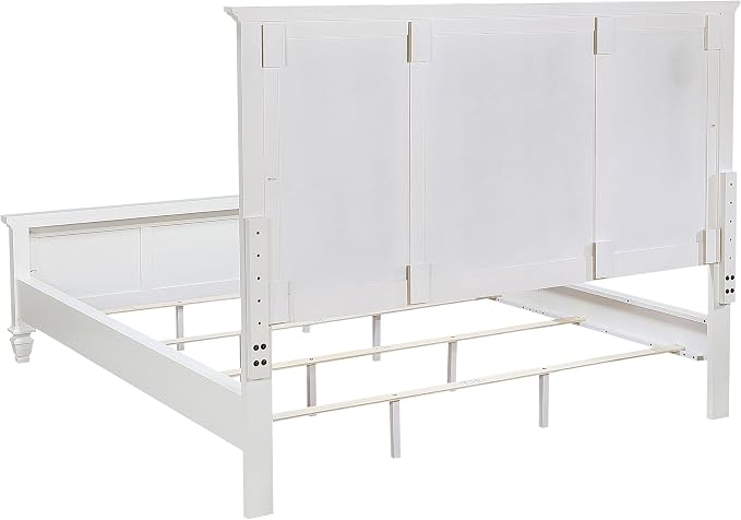 Coaster Home Furnishings Sandy Beach Coastal 4-Piece Bedroom Set California King Size Panel Bed Frame 63-inch Headboard Cream White 201301KWN-S4