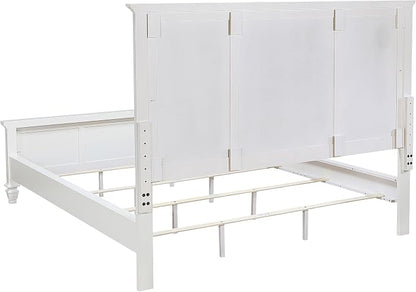 Coaster Home Furnishings Sandy Beach Coastal 4-Piece Bedroom Set California King Size Panel Bed Frame 63-inch Headboard Cream White 201301KWN-S4