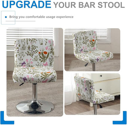Levoberg Bar Stools Cover Set of 4 Printed Armless Swivel Barstools Slipcovers with Backs Stretch Square Counter Height Bar Stools Covers Mid Low Back Chair Cover for Kitchen Dining Room Bar #7