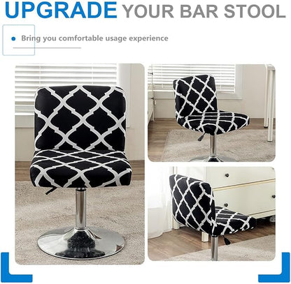 Levoberg Bar Stools Cover Set of 2 Printed Armless Swivel Barstools Slipcovers with Backs Stretch Square Counter Height Bar Stools Covers Mid Low Back Chair Cover for Kitchen Dining Room Bar #1