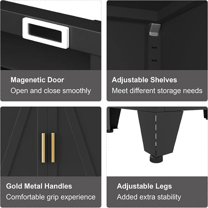 QINPTWUT 71" Tall Metal Wardrobe with Doors, Hanging Rod & Adjustable Shelf, Freestanding Steel Armoire for Bedroom Home Office, 2-Drawer Black