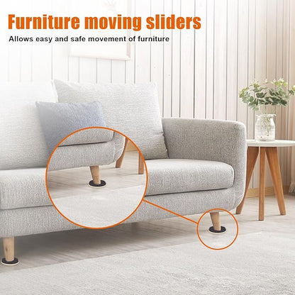 16PCS Furniture Sliders, 2 12/25" Furniture Sliders for Hardwood Floors, Reusable for Carpet, Heavy Duty Furniture Movers Sliders, Carpet, Floor Protectors (Beige)