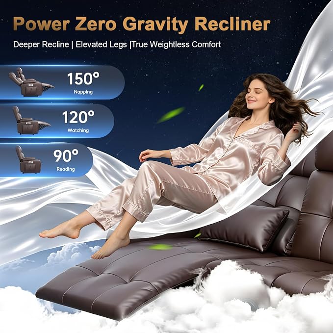 Power Loveseat Recliner Sofa, Home Theater Seating with Heat Massage, Reclining Loveseats with Flip Backrest, Wall Hugger RV Couch Movie Theater Chairs, RV Furniture Sofas with USB, for Gaming Room