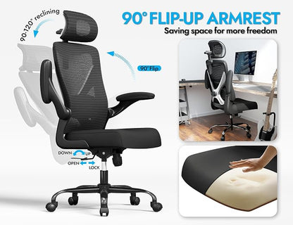 Ergonomic Office Chair - X-Shaped Computer Desk Chair Comfy, Gaming Chair, Office Chair with Lumbar Support, Mesh Office Chairs with Headrests, Desk Chair for Long Hours, Black Silver, Pack of 6