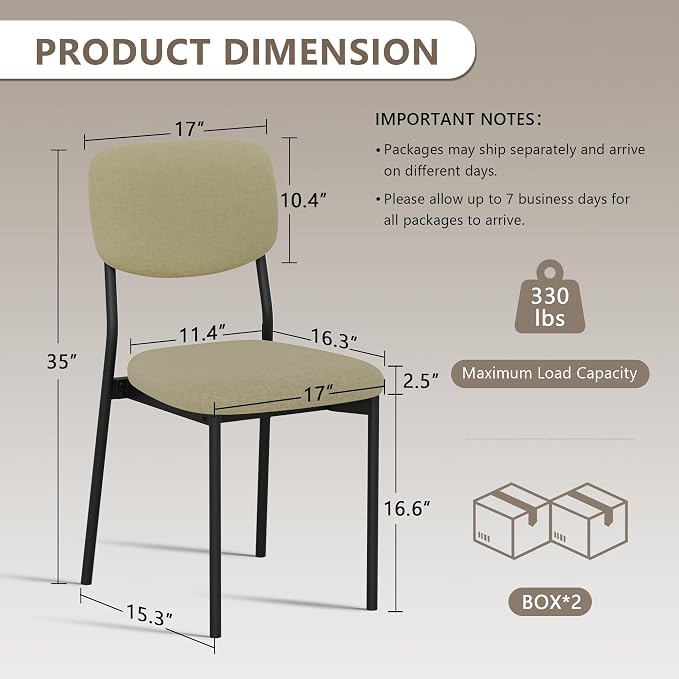 Einhomn Upholstered Dining Chairs Set, Modern Stackable Dining Room Chairs with Soft Velvet Backrest, Kitchen Chairs with Sturdy Metal Legs for Living Room, Restaurant, Set of 6,Beige Linen