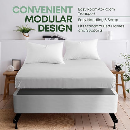 Greaton, 10” Queen Box Spring for Queen Bed – Amish-Made in the USA – Solid Wood Box Spring Mattress Foundation with Stable & Quiet Support – Flat-Packed & Easy Assembly – White