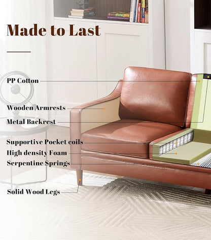 Kingfun 3-Piece Sofa Set for Living Room, Mid Century Modern Couch with Loveseat and Chair, Chenille, Solid Wood Frame