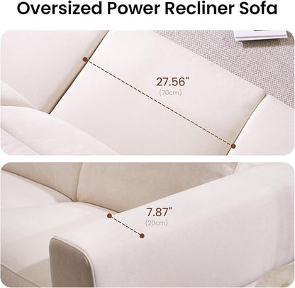 ModernMate Power Recliner Sofa Set with 3-Seater & Loveseat, Oversize Zero Gravity Modular Sectional Couch with Manual Adjustable Headrest, Zero Wall Hugger, USB & Type-C Ports, 27.6" Wide Seat, Beige