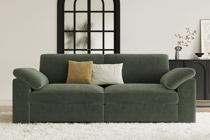 EASE MOOSE Oversized 2 Seat Couch,Comfty Modern Deep Seat Sectional Modular for Living Room,Green