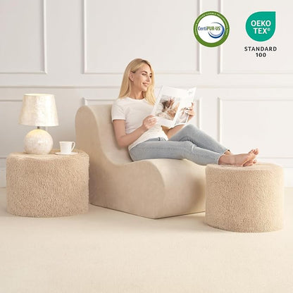 Hansleep Whole Foam Pouf Ottoman, Durable Sturdy Stool with Washable Cover Brown