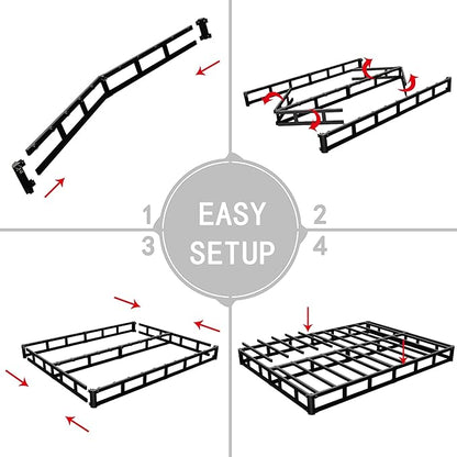 ALDRICH Low Profile Box Spring Queen Size,3 Inch Heavy Duty Metal Box Spring for Queen Bed,Mattress Foundation Non-Slip/No Noise/Easy Assembly (Queen)
