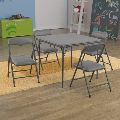 Flash Furniture Mindy Kids 5-Piece Folding Square Table and Chairs Set for Daycare and Classrooms, Children's Activity Table and Chairs Set, Gray