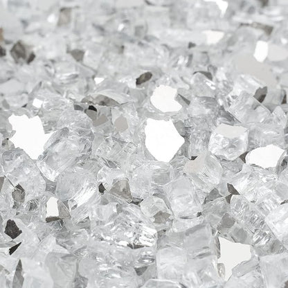 Onlyfire 10 lbs Fire Glass Rocks 1/4 Inch, Reflective Tempered Glass for Propane Fire Pit & Gas Fireplace, High Luster Firepit Glass Stones for Fire Table, Platinum (Multicolor Options Available)