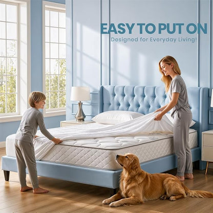 Twin XL Size Mattress Protector Waterproof 14 Pack, Premium 200 GSM Terry Mattress Cover, Soft & Breathable Bed Cover, Fitted Sheet Style Stretchable Deep Pockets 15" by Utopia Bedding (White)