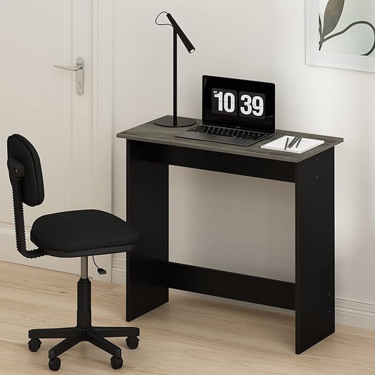 Furinno Simplistic 31-Inch Grey Computer Desk, Small Office Desk, Rectangular Home Office Desk with Drawers, Gaming Desk for Home Office, Bedroom, Study Room, Grey Oak