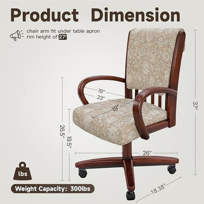 Chromcraft Set of 6 Chairs, Chairs with Soft Wheels for Kitchen Room